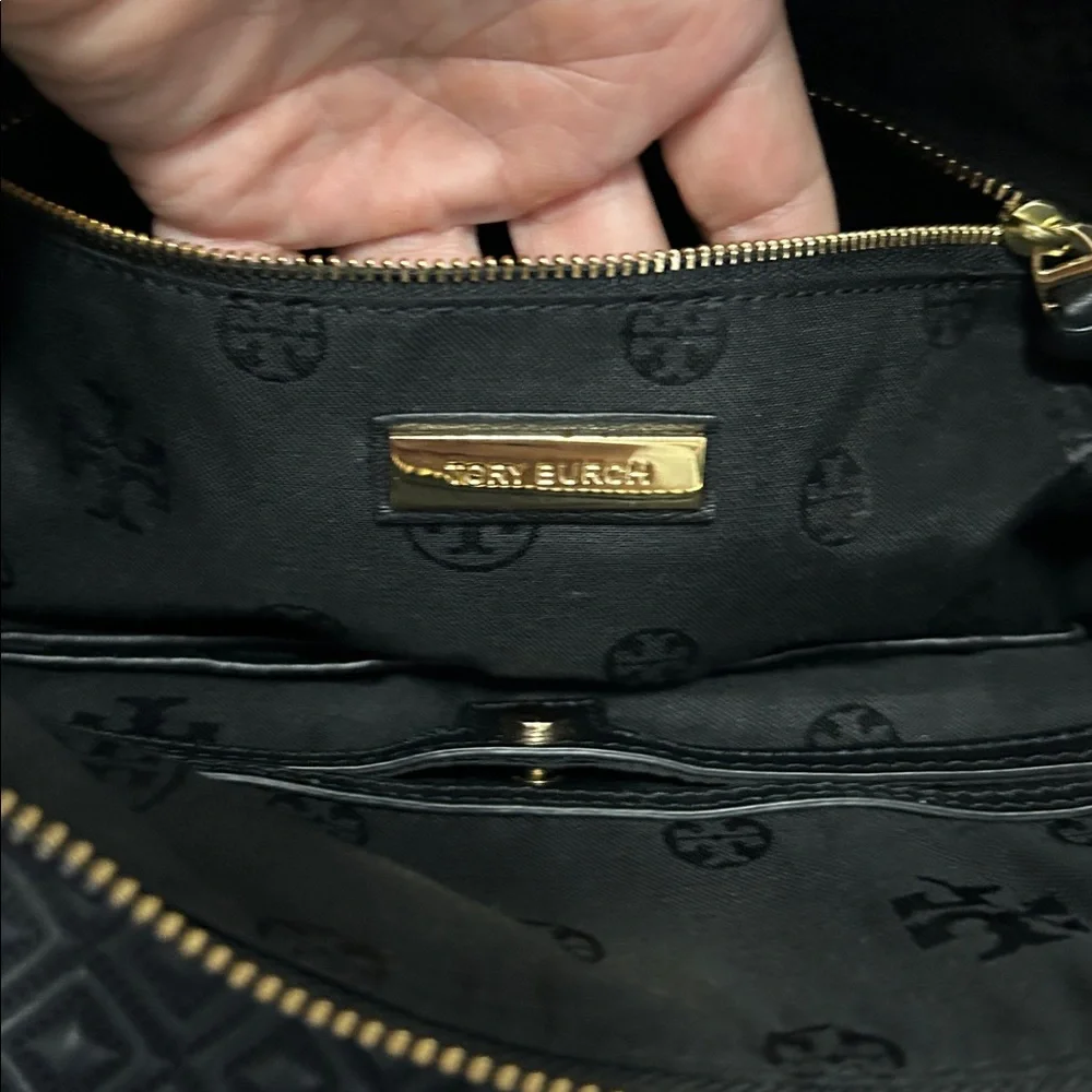 Tory Burch Fleming Black Leather Quilted Tote Bag
